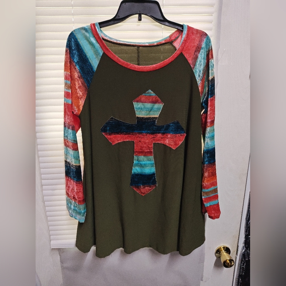 Women's Multicolor Cross Patchwork Tunic - image 1